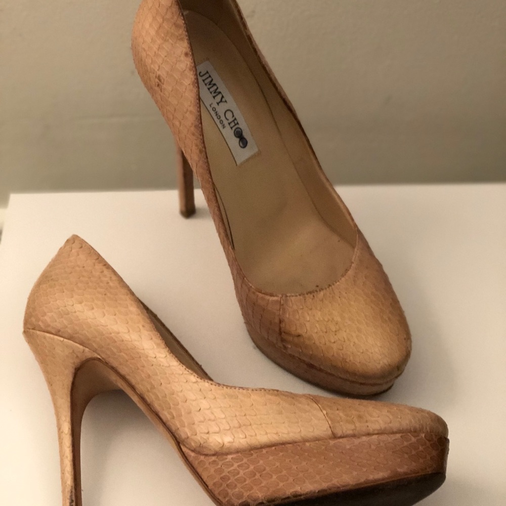 Nude Snakeskin Jimmy Choo Platform Pump - Picture 3 of 6